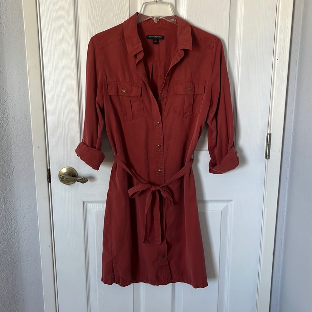 Banana Republic Orange Shirt Dress